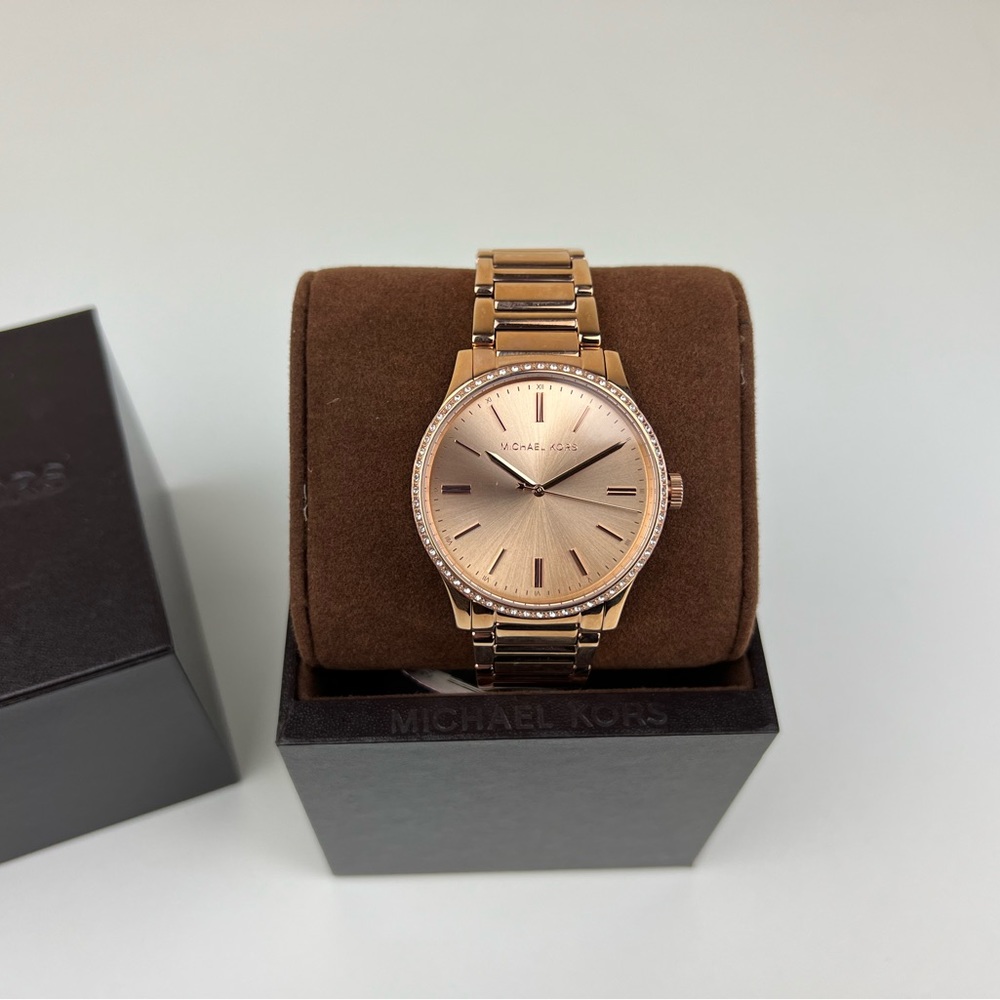 (No battery)Michael Kors Bailey Analogue Quartz 38mm Watch with Rose Gold Tone